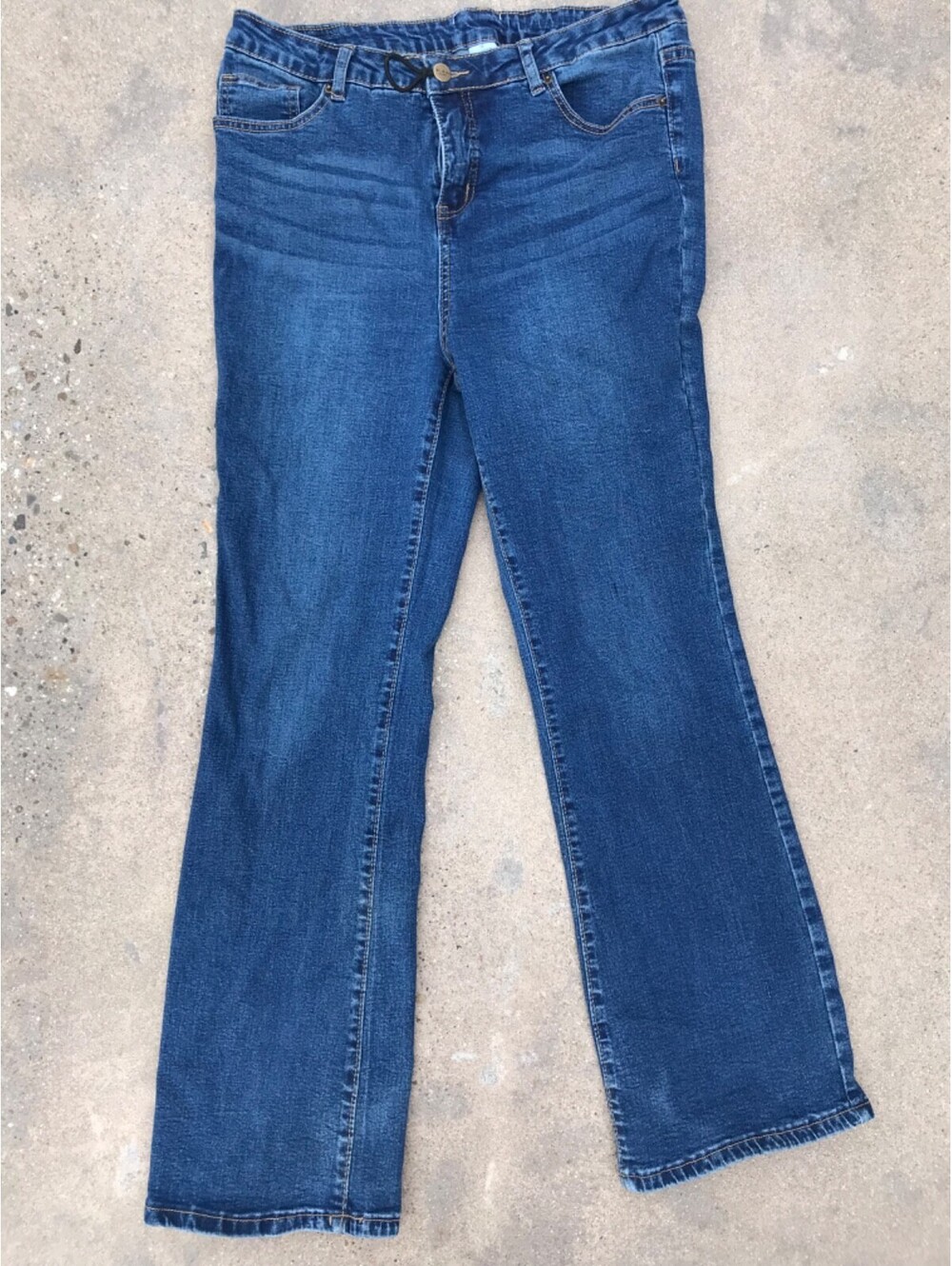 BLEU Womens Blue Jeans Button Zip Medium Weight Denim Sz 12 Lite Fading Cowgirl
